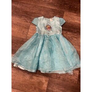 Disney Frozen Elsa Dress Girls Size 4 Blue Sparkle Princess Costume Party